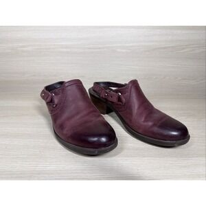 TEVA Ox Blood Leather Mid Block‎ Heel Adjustable Slingback Clogs Women's 8